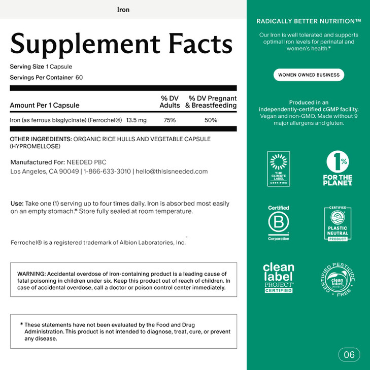 Needed. Prenatal Iron Supplement - Pregnancy, Breastfeeding, Postpartum