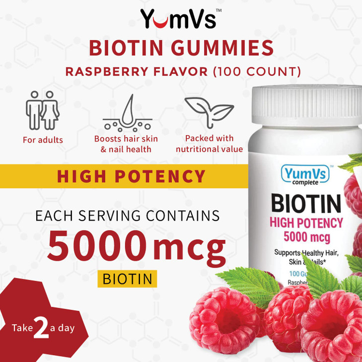 YUM-V's Biotin Gummies - High Potency Biotin Vitamins 5,000 mcg
