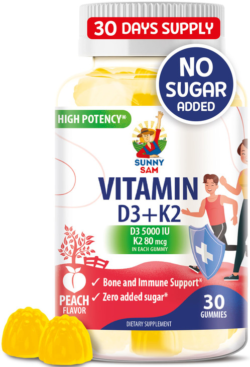 SUNNY SAM Sugar-Free Vitamin D3 K2 Gummies 5000 IU
