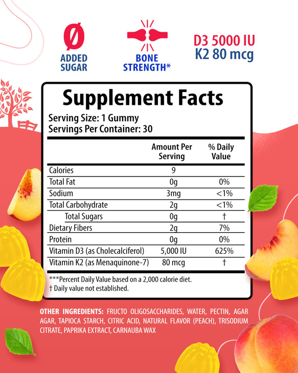 SUNNY SAM Sugar-Free Vitamin D3 K2 Gummies 5000 IU
