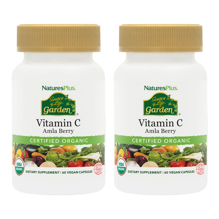 NaturesPlus Source of Life Garden Vitamin C - 60 Capsules, Pack of 2
