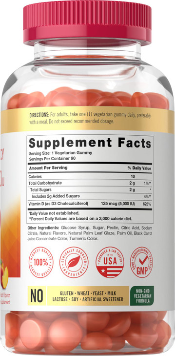 Carlyle Vitamin D3 Gummies - 5000 IU (125 mcg) - 90 Count