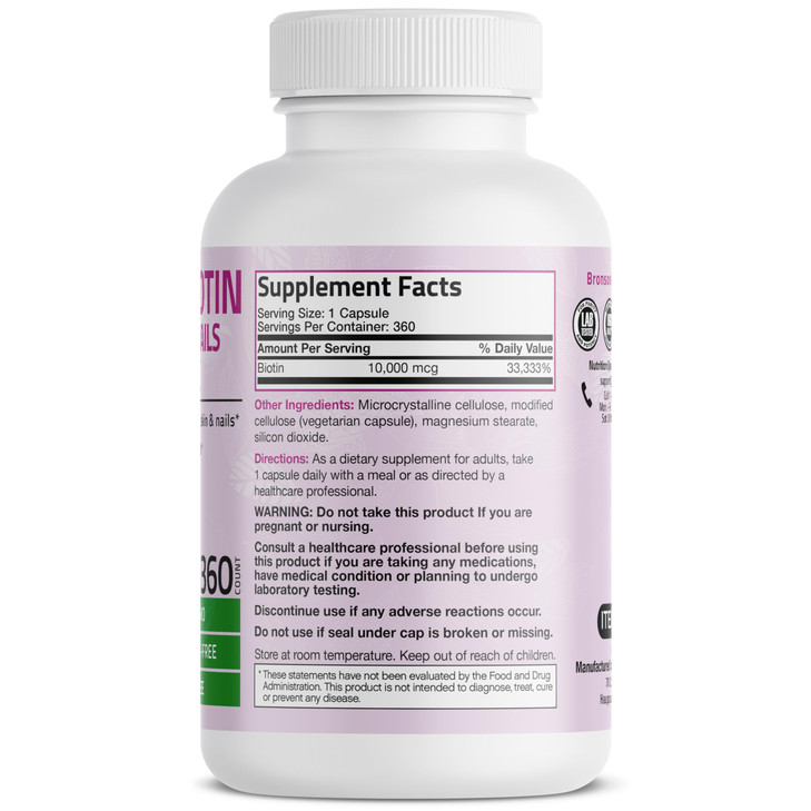 Bronson Ultra Biotin 10,000 Mcg Hair Skin and Nails Supplement, Non-GMO, 360