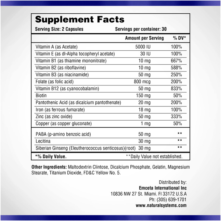 Hair Skin and Nails Supplement 60 Capsule by Natural Systems