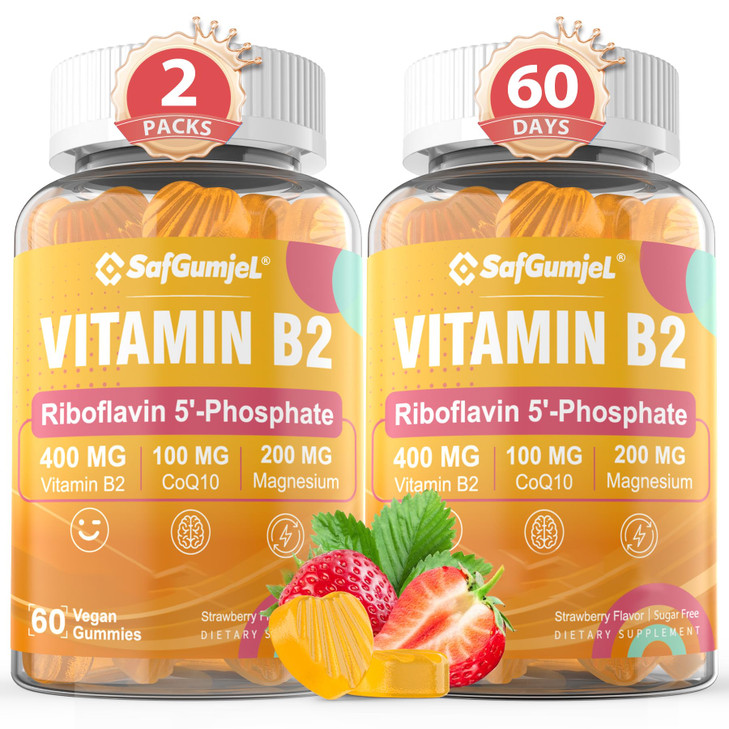 Safgumjel Vitamin B2 Gummies - Riboflavin 400mg for Adults and Kids