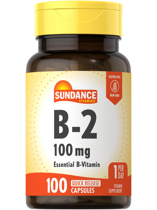 Sundance Vitamin B-2 - 100mg - 100 Capsules - Essential Vitamin Supplement