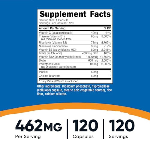 Nutricost High Potency Vitamin B Complex 462mg, 120 Capsules