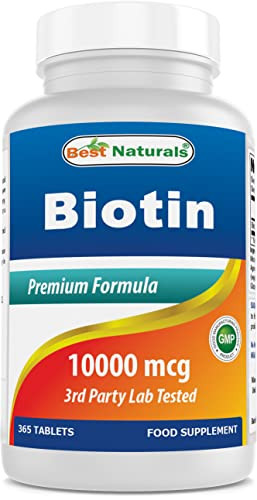 Best Naturals Biotin (Also Called Vitamin B7), 10,000 mcg 365 Tablets (365 Count
