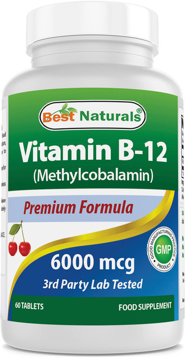Best Naturals Vitamin B-12 as Methylcobalamin (Methyl B12), 6000 mcg Tablet, 60