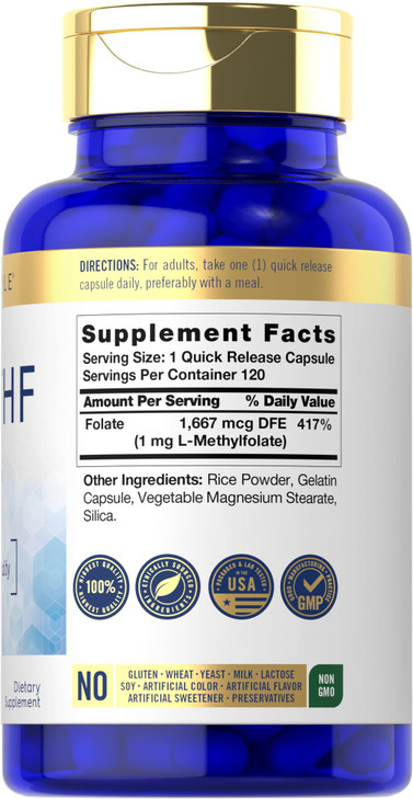 Carlyle 5-MTHF L Methylfolate 1mg - 120 Capsules