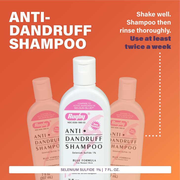 Rugby Selenium Sulfide Anti-Dandruff Shampoo - Blue Formula for Normal Hair - 7 Oz (1-Pack)