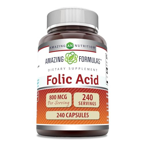 Amazing Formulas Folic Acid (Vitamin B9) 800 Mcg Supplement