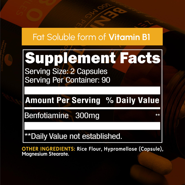 Zenavea Benfotiamine 300mg - Benfotiamine b1-180 Capsules (3 Months Supply)