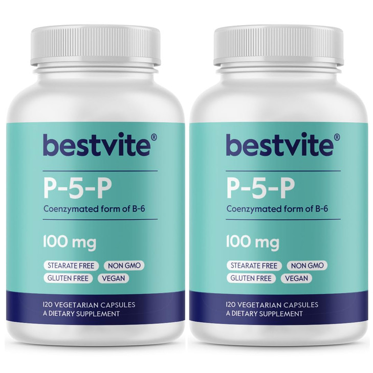 BESTVITE P-5-P 100mg (240 Vegetarian Capsules) (120 x 2) (CoEnzymated Form