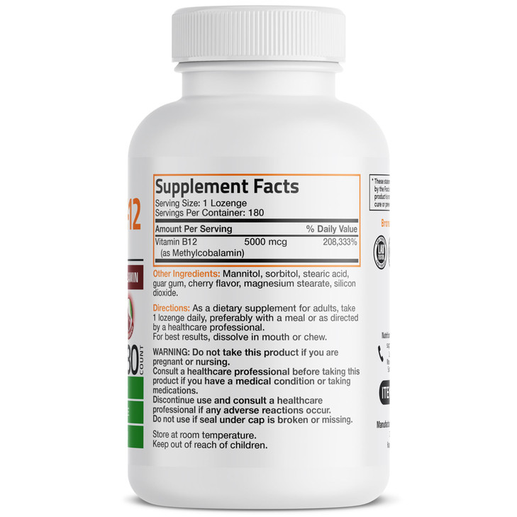 Bronson Methyl B12 5000 mcg Vitamin B12 Methylcobalamin Energy & Brain Support