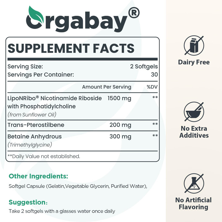 Orgabay Liposomal Nicotinamide Riboside 2000 MG with TMG and Pterostilbene
