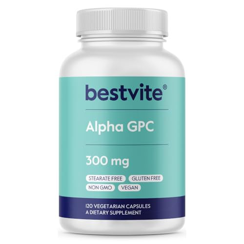 BESTVITE Alpha GPC Choline 600mg Per Serving (120 Veggie Capsules)