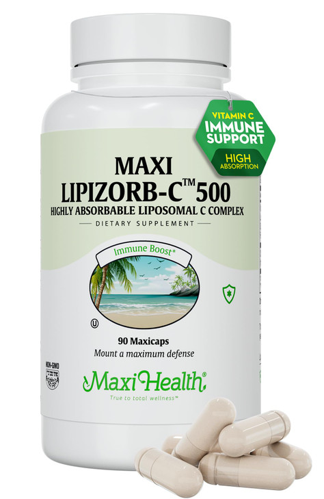 Maxi Health Liposomal Vitamin C 500mg Capsules with Digestive Blend, Highly
