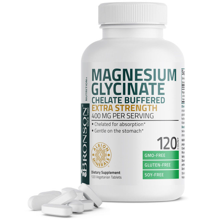 Bronson Magnesium Glycinate 400mg Extra Strength, Vegetarian, Chelated