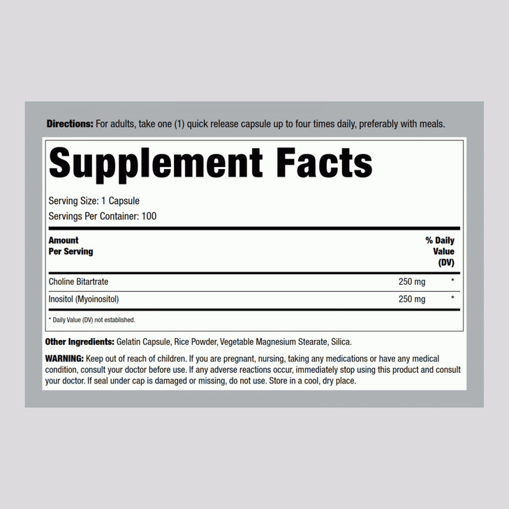Lindberg Choline Inositol Supplement - 500mg - 100 Capsules