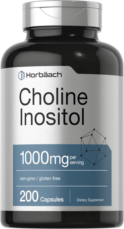 Horbaach Choline Inositol 1000mg Supplement - 200 Capsules
