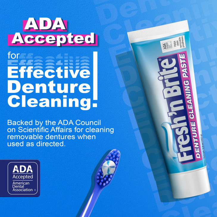 The Natural Dentist Fresh 'n Brite Denture Cleaner PasteADA Accepted Dual Action Formula for Fresh Breath & Gentle Care of Full & Partial Dentures,