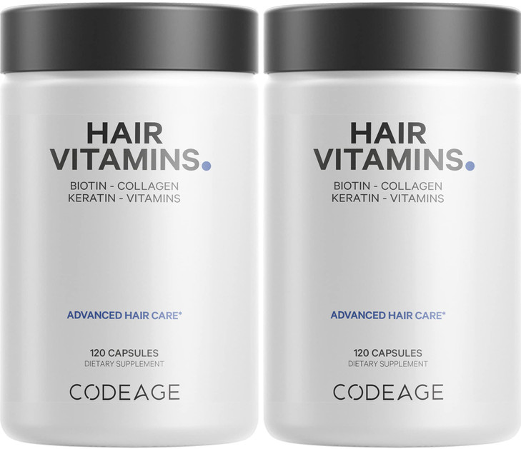 Codeage Hair Vitamins 10000 mcg Biotin, Keratin, Collagen, Vitamin A, B12, C