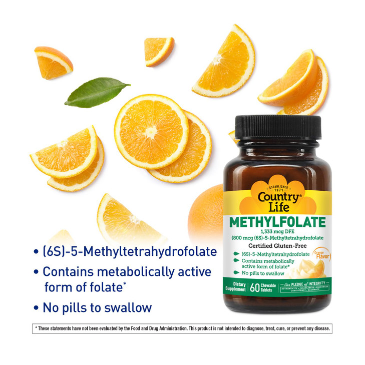 Country Life Methylfolate Chewable Tablets - Metabolically Active Folate