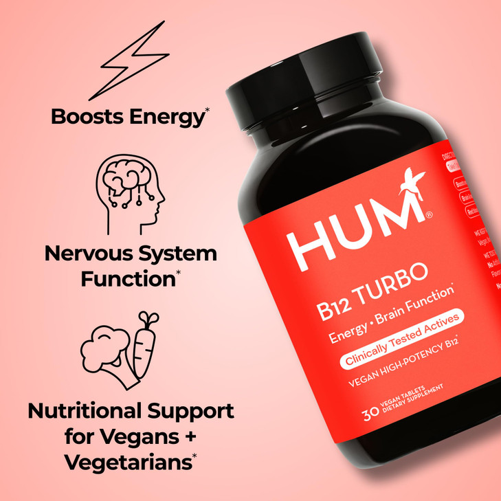 HUM B12 Turbo, Vitamin B12 Supplement, Daily Energy Support, Calcium for Bone