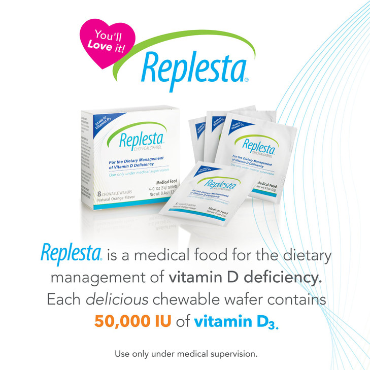 Replesta 50,000 IU Vitamin D3 Cholecalciferol, for Vitamin D Deficiency