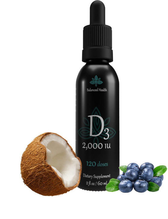 Balance Health D3 2,000 IU, 2 Fl Oz, 120 Doses, Blueberry Flavor, Liquid Vitamin