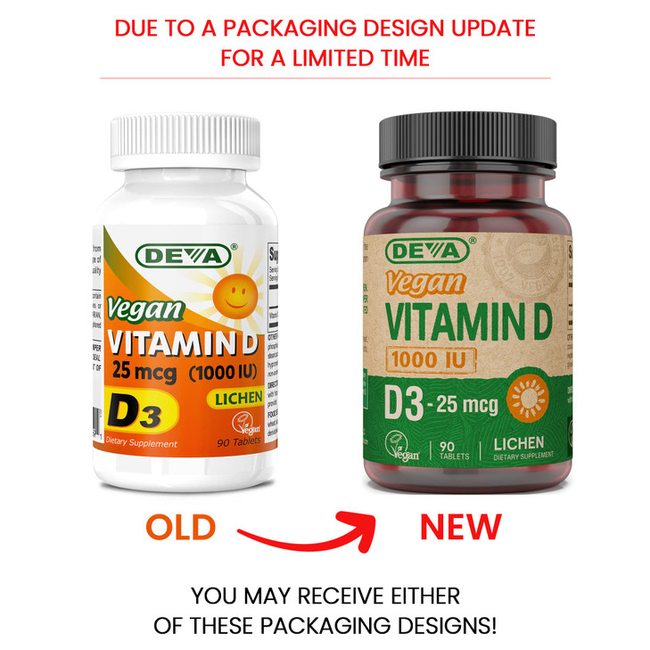 DEVA Vegan Vitamin D3 Supplement - Once-Per-Day Tablet with 1000 IU