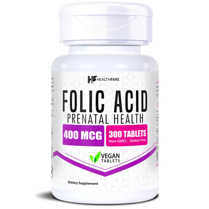 Healthfare Folic Acid 400mcg - 300 Veg Tablets