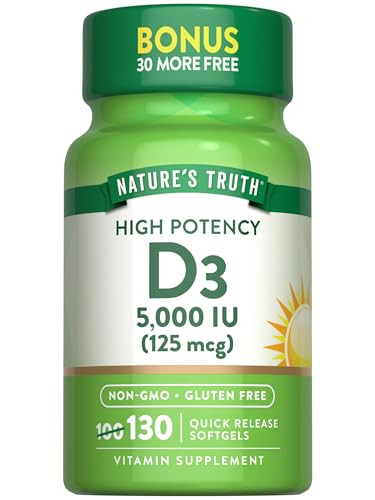 Nature's Truth Vitamin D3 5000 IU Softgels - 130 Count