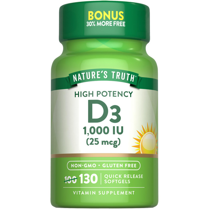 Nature's Truth Vitamin D3 1000 IU Softgels - High Potency Formula