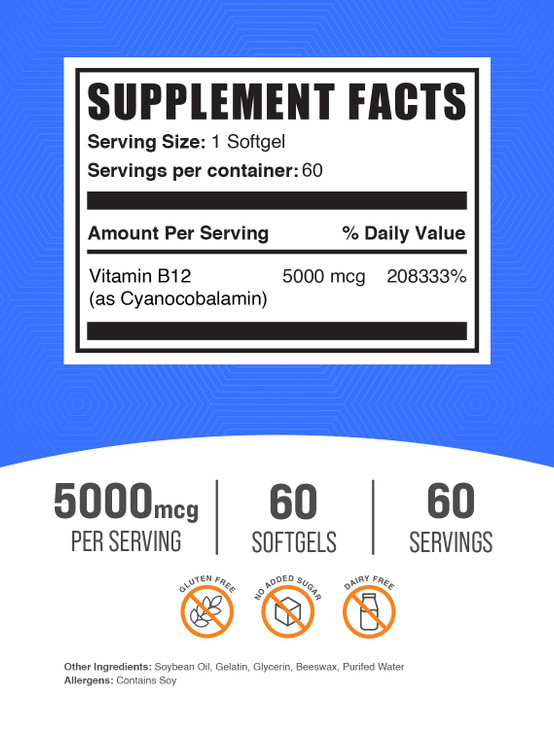 BulkSupplements.com Vitamin B12 5000 mcg Softgels