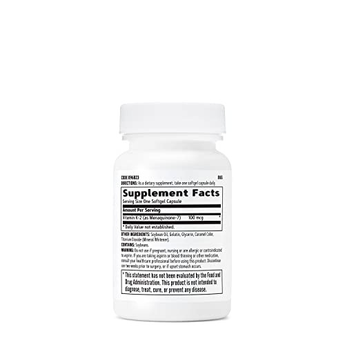 GNC Vitamin K-2 100mcg, Supports Bone-Building Process, 60 Softgels