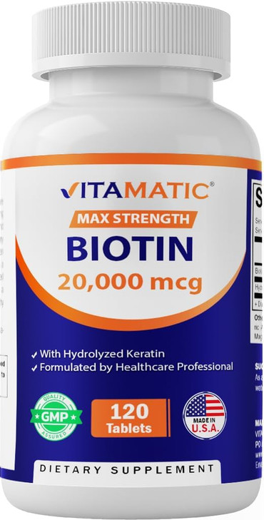 Vitamatic High Potency Biotin 20000 mcg (20mg) with Keratin 100mg