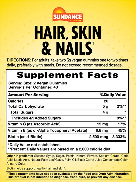 Sundance Hair, Skin, and Nails Gummies with Biotin - 80 Count