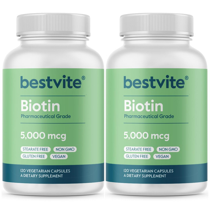 BESTVITE Biotin 5000mcg (240 Vegetarian Capsules) (120 x 2)