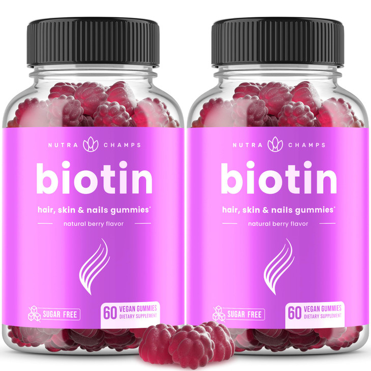 NutraChamps Sugar Free Biotin Gummies 10000mcg [High Potency]