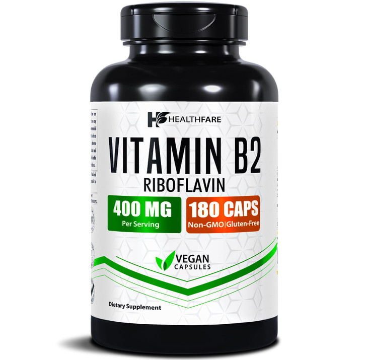 Healthfare Vitamin B2 Riboflavin 400mg - 180 Vegan Capsules