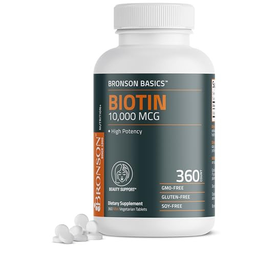 Bronson Biotin 10,000mcg, Supports Healthy Hair, Skin and Nails, Vegetarian