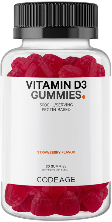 Codeage Vitamin D3 Gummy Vitamins, Vitamin D3 5000 IU Gummies Cholecalciferol