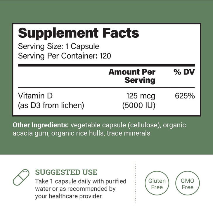 Earth Harmony Naturals Vegan Vitamin D3 5000 iu Supplement