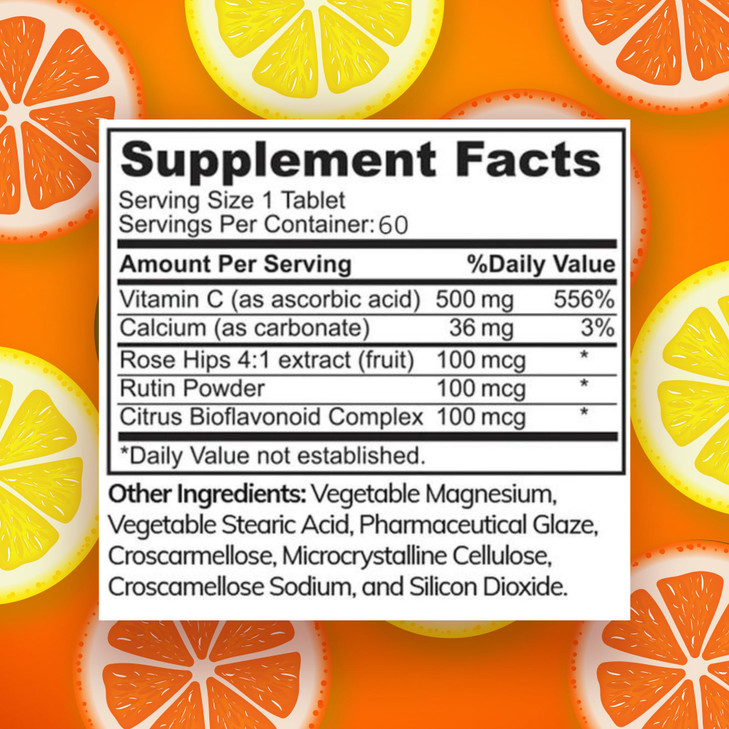 Zaytun Vitamins Halal Vitamin C 500mg Tablets with Rose Hips Supports Immune