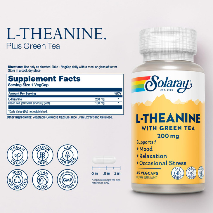 SOLARAY L-Theanine 200mg with Green Tea