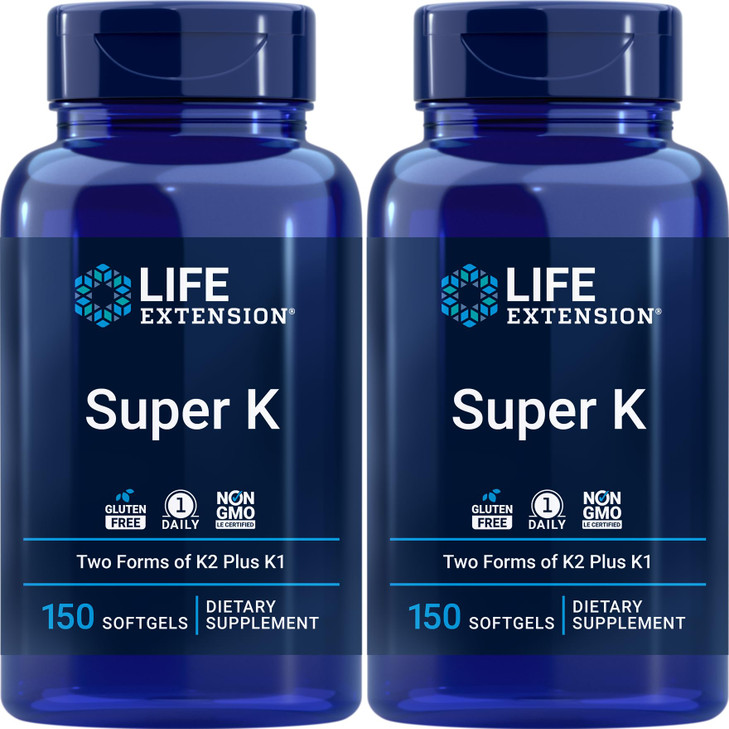 Life Extension Super K, 150 Softgels (Pack of 2) with Vitamins K and K2
