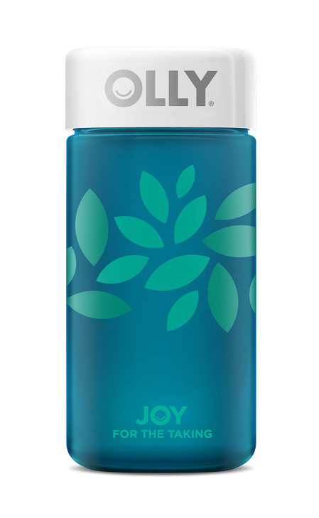 OLLY Joy Jar Gift, Easy Refillable Glass Bottle Vitamin Container, Holds Up