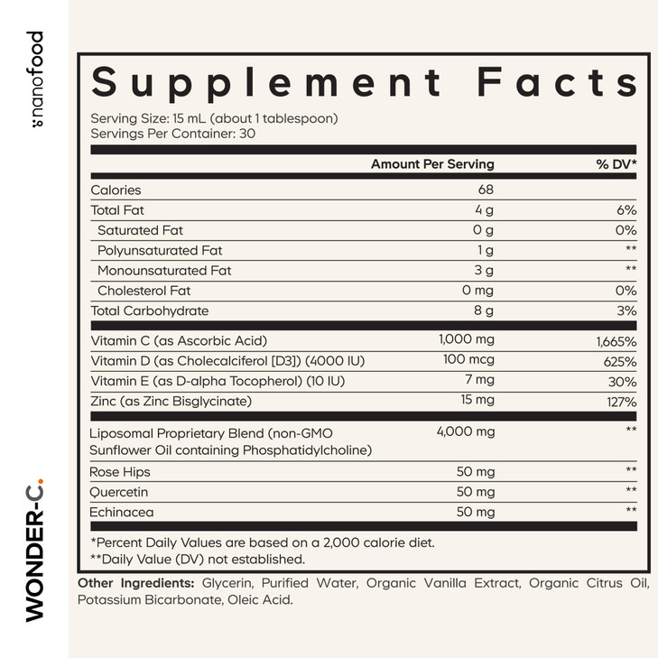 Codeage Liquid Vitamin C 1000mg, Vitamins D3, E & Zinc, Rose HIPS, Quercetin